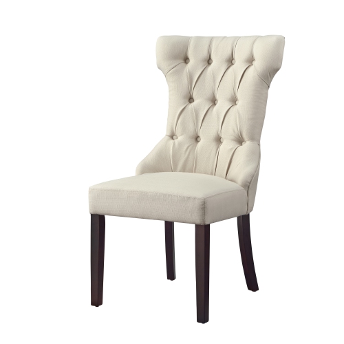 Inspired Home Kayleigh Linen Dining Chair Set of 2, Cream White