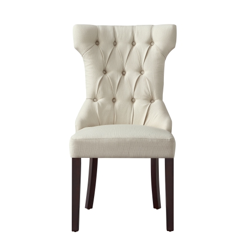 Inspired Home Kayleigh Linen Dining Chair Set of 2, Cream White