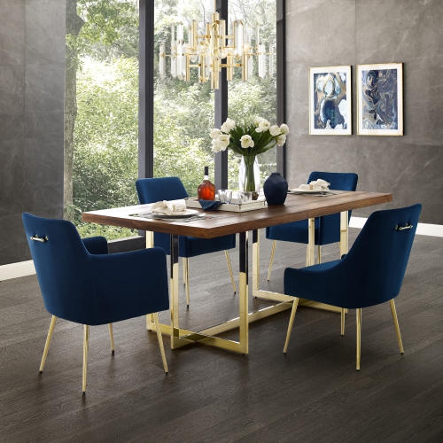 Inspired Home Solomon Velvet Dining Chair set of 2, Navy