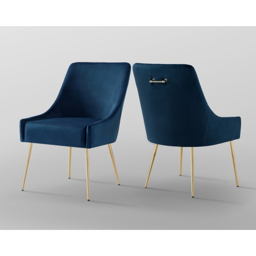 Inspired Home Solomon Velvet Dining Chair set of 2, Navy