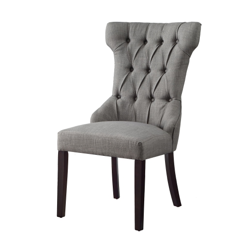 Inspired Home Kayleigh Linen Dining Chair Set of 2, Light Grey