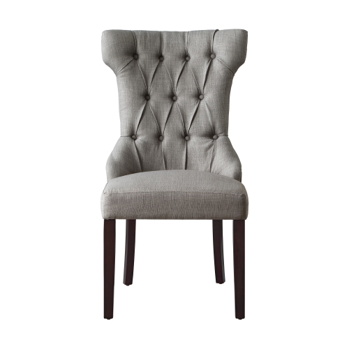 Inspired Home Kayleigh Linen Dining Chair Set of 2, Light Grey