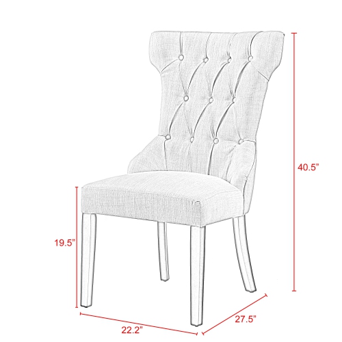 Inspired Home Kayleigh Linen Dining Chair Set of 2, Light Grey