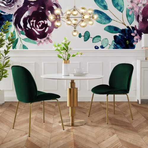 Inspired Home Addisyn Velvet Dining Chair, Hunter Green