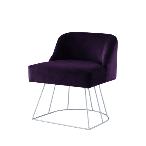 Inspired Home Mohamed Velvet Vanity Stool, Purple
