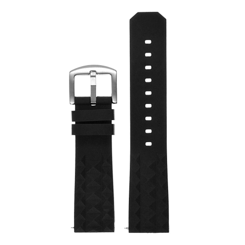 STRAPSCO  Super Waffle Rubber Watch Band Strap for Samsung Galaxy Watch 3 - 22MM - for 45MM Galaxy Watch3 - (Silver Buckle) In Black