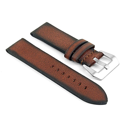DASSARI  Opus Thick Distressed Italian Leather Watch Band Strap for Samsung Galaxy Watch 3 - 22MM - for 45MM Galaxy Watch3 - Rust In Multicolor
