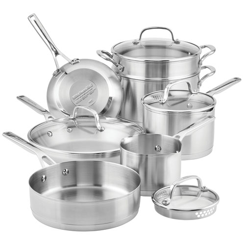 Kitchenaid 11-Piece Stainless Steel Cookware Set - Silver