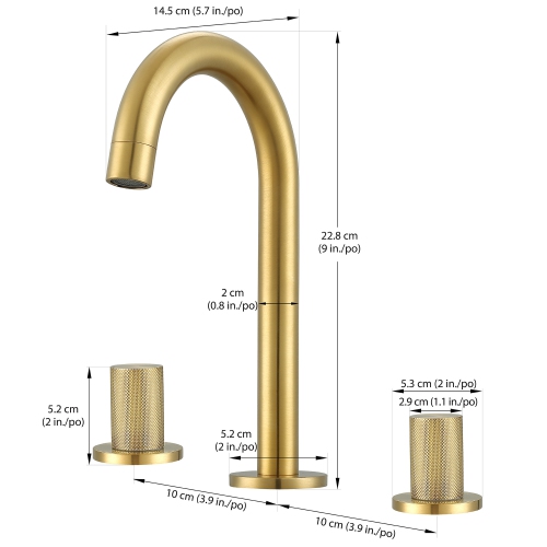 Ancona Industria Series Widespread Bathroom Faucet in Brushed Gold