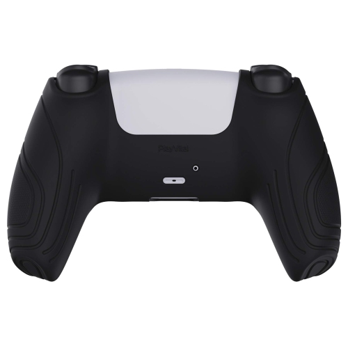 eXtremeRate PlayVital Samurai Edition Black Anti-Slip Controller Grip Silicone Skin, Ergonomic Soft Rubber Protective Case C