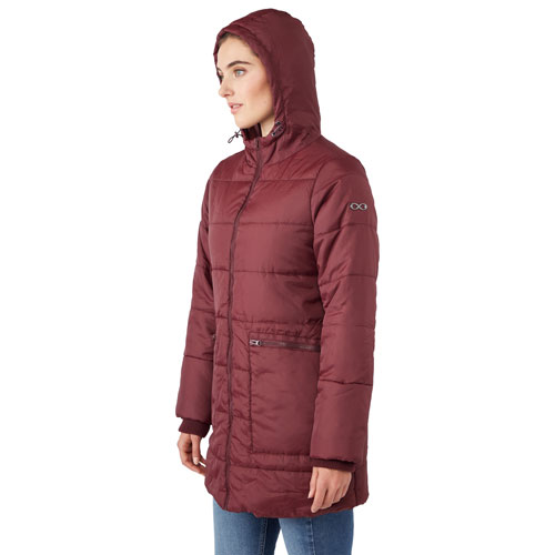 Modern Eternity Gianna Maternity Puffer Coat - X-Small - Burgundy
