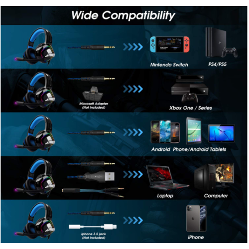 Casque de jeu pour PC et consoles (PS4 Xbox), casque à mémoire souple –  Danjub Store