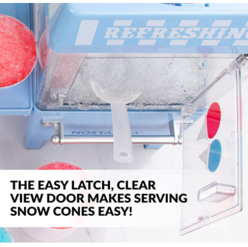 Nostalgia SCM525BL Vintage Countertop Snow Cone Maker Makes 20 ICY Treats, Includes 2 Reusable Plastic Cups & Ice Scoop