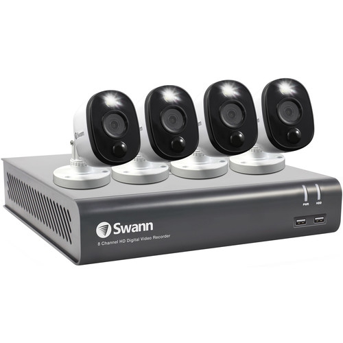 Swann SWDVK-845804WL 8-Channel HD 1080p DVR with 1TB HDD & 4 1080p PIR Warning Light Night Vision Bullet Cameras