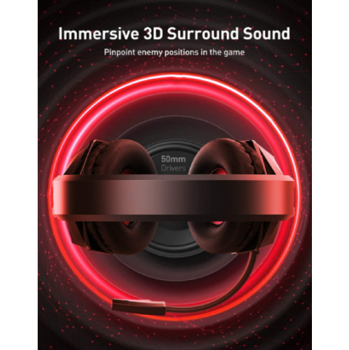 Mpow EG10 Gaming Headset for PS4, PC, Xbox One, Ultra Light Over Ear Headphones with Noise Cancelling Mic, PC Headset with Bass Surround, LED Light,