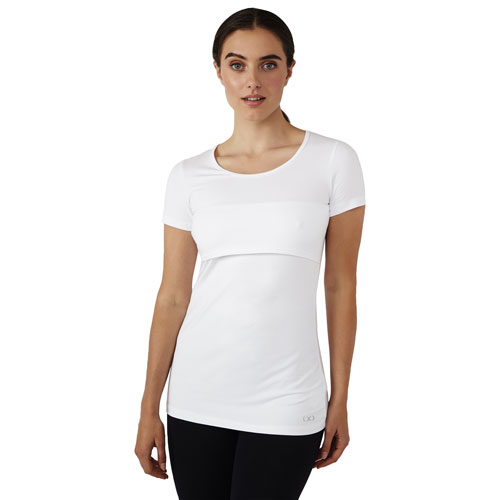 Modern Eternity Nia Short Sleeve Nursing & Maternity Top - X-Small - White