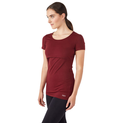 Modern Eternity Nia Short Sleeve Nursing & Maternity Top - Medium - Burgundy