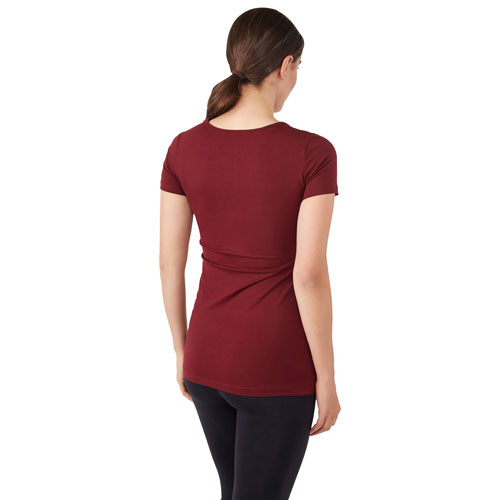 Modern Eternity Nia Short Sleeve Nursing & Maternity Top - Medium - Burgundy