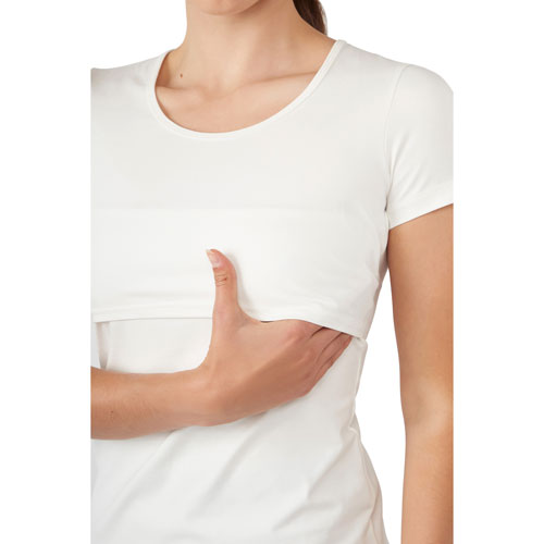 Modern Eternity Nia Short Sleeve Nursing & Maternity Top - Medium - Eggshell