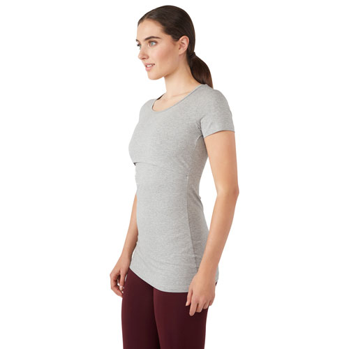 Modern Eternity Nia Short Sleeve Nursing & Maternity Top - Medium - Steel Grey Melange