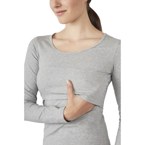 Haut d'allaitement et maternité manches longues Charlotte de Modern Eternity - Petit - Gris acier
