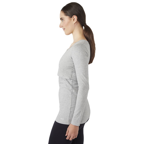 Modern Eternity Charlotte long Sleeve Nursing and Maternity Top - Medium - Steel Grey Melange