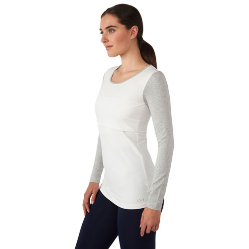 Modern Eternity Charlotte long Sleeve Nursing and Maternity Top - Large - Eggshell Grey Mix