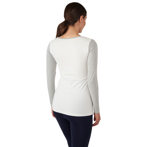 Modern Eternity Charlotte long Sleeve Nursing and Maternity Top - Large - Eggshell Grey Mix