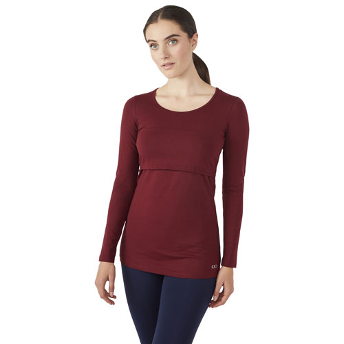 Modern Eternity Charlotte long Sleeve Nursing and Maternity Top - Large - Burgundy