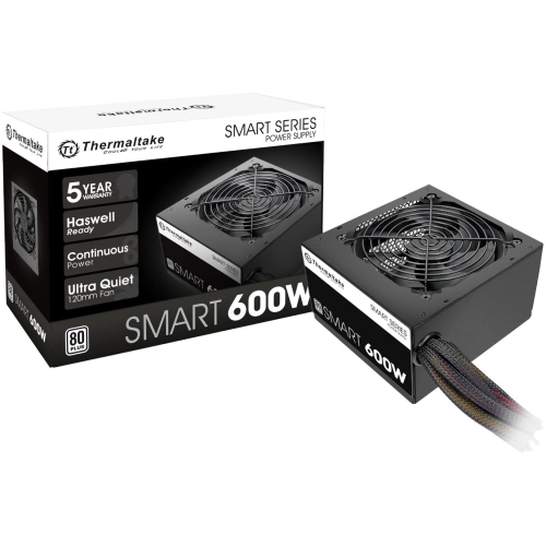 Thermaltake Smart 600W ATX 12V V2.3/EPS 12V 80 Plus Certified Active PFC Power Supply PS-SPD-0600NPCWUS-W