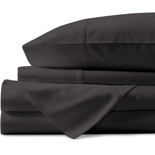 Lavish Touch 100% Cotton Flannel Queen Sheet Set Pack of 4 - Dark Grey