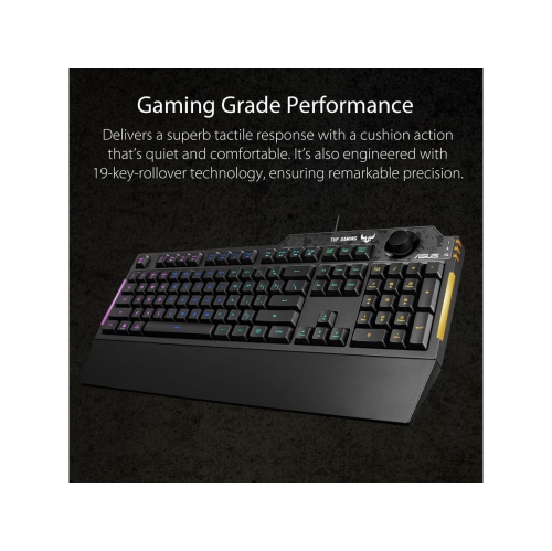 ASUS TUF Gaming K1 RGB keyboard (Dedicated volume knob,Spill-resistance,Side lig