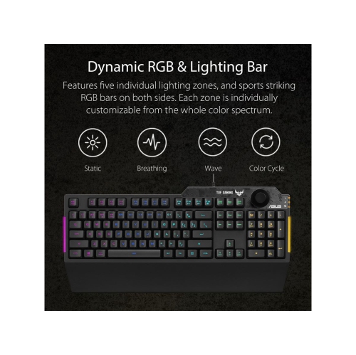 ASUS TUF Gaming K1 RGB keyboard (Dedicated volume knob,Spill-resistance,Side lig