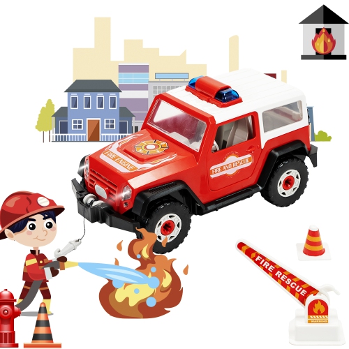 STEM Assemble Toy Car Set - Fire Scooter Electric Assembly with Light Music and Electric Drill