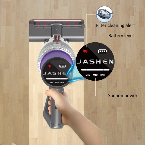JASHEN V16 350W HEPA Cordless Stick Vacuum Cleaner for Hardwood Floors, Carpet/Rug, Pet Hair - Purple
