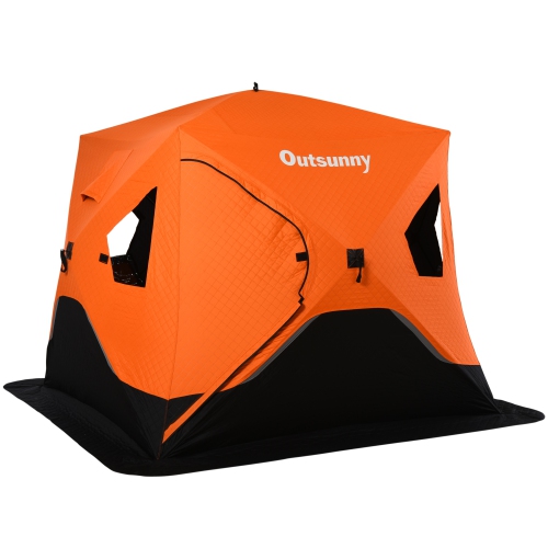 Outsunny 2 Person Ice Fishing Shelter, Pop-Up Portable Ice Fishing Tent  with Windows, Carry Bag and Anchors