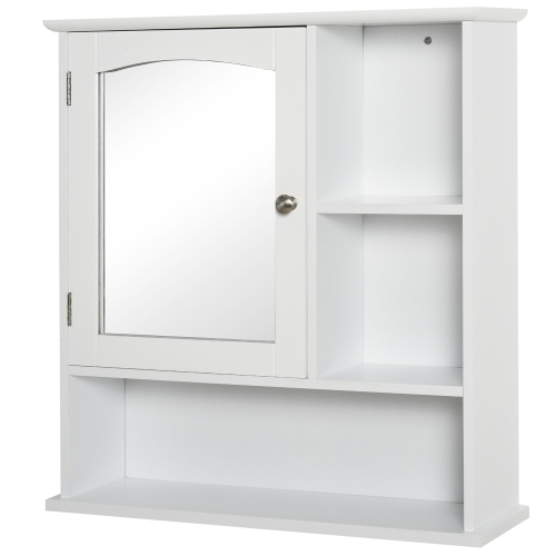 KLEANKIN  Wall-Mounted Medicine Cabinet, Bathroom Mirror Cabinet With Doors And Storage Shelves In White