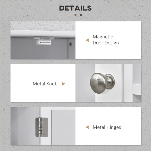 kleankin Wall-Mounted Medicine Cabinet, Bathroom Mirror Cabinet with Doors and Storage Shelves, White