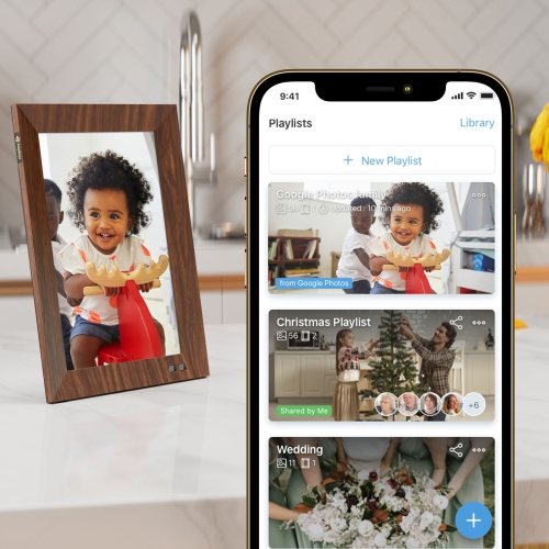 Nixplay 10.1 inch Smart Digital Photo Frame with WiFi Wood-Effect - Share Moments Instantly via EMail or App