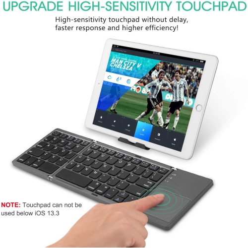 Foldable Bluetooth Keyboard with Touchpad - Samsers Portable Wireless Keyboard with Stand Holder, Rechargeable Full Size Ultra Slim Pocket Folding