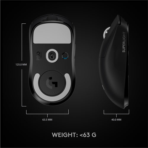 Souris de jeu optique sans fil à capteur HERO 25600 ppp G Pro X Superlight de Logitech - Noir