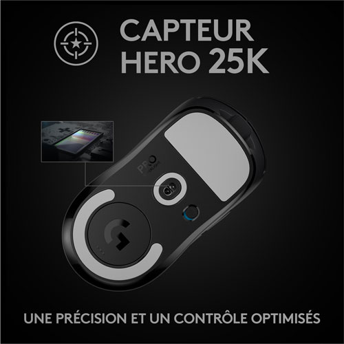 Souris de jeu optique sans fil à capteur HERO 25600 ppp G Pro X Superlight de Logitech - Noir