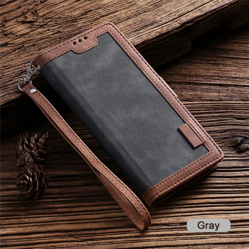 LEDEX  Luxury Retro Leather Magnetic Wallet Case Card Holder Stand Phone Cover Coque for Iphone 12 (Gray)