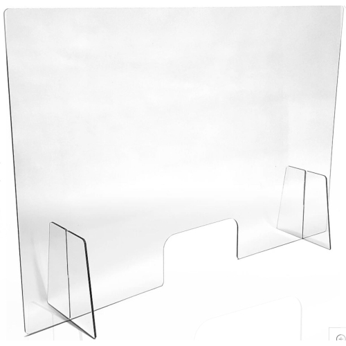 ArtSoft Polycarbonate Counter Sneeze Guard Protective Screen 31.5" x 47.5" x 0.25" with 12" x 6" opening