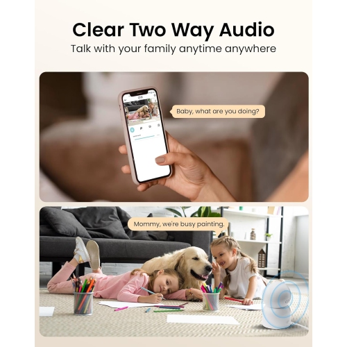 ZOSI C518 360° Pan/Tilt 2K 3MP WIFI Security IP Camera, Indoor Smart Home Surveillance, Pets/Baby Monitor, One-Click Call, AI Human Tracking, 2-Way