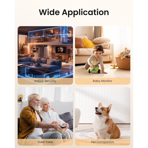 ZOSI C518 360° Pan/Tilt 2K 3MP WIFI Security IP Camera, Indoor Smart Home Surveillance, Pets/Baby Monitor, One-Click Call, AI Human Tracking, 2-Way