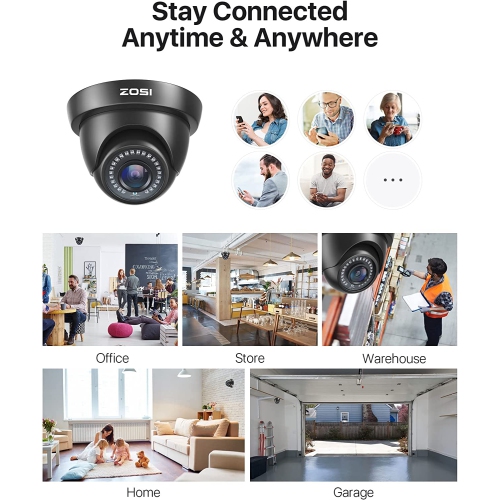 ZOSSI – Trousse de surveillance supplémentaire avec fil 2&nbsp;Mpx 1080P HD-TVI, 4pcs caméra de sécurité d’extérieur dôme IP66 pour enregistreur