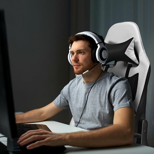 Costway Massage Gaming Chair Reclining Racing Office Computer Chair with Footrest