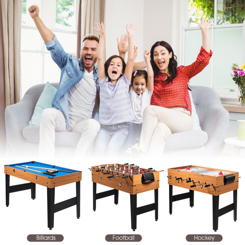 Costway 3-In-1 48'' Multi Game Table w/Billiards Soccer and Side Hockey for Party and Family Night