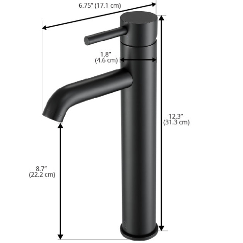 Ancona Argenta Vessel Bathroom faucet in Matte Black